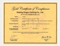 祝賀開(kāi)平市興宇服裝有限公司2022年快速通過(guò)WRAP認(rèn)證